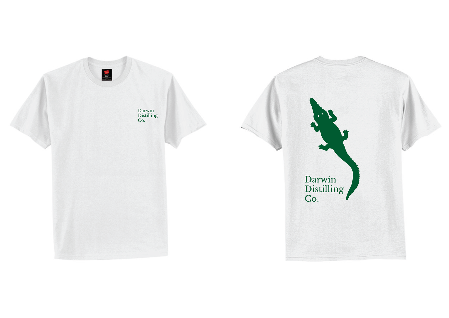 White Darwin Distilling Co Tee