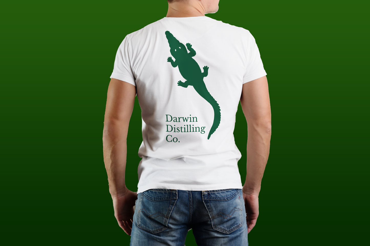 White Darwin Distilling Co Tee